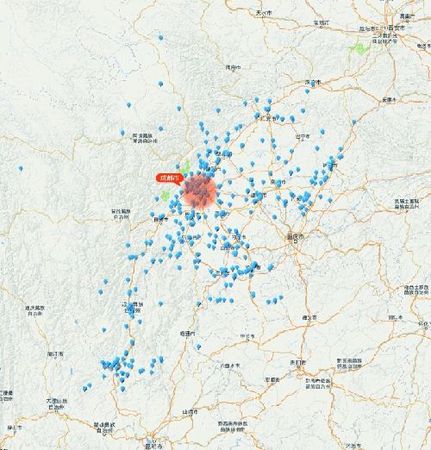 　此為全四川分布圖，成都市詳細信息可登錄四川省環(huán)保廳網(wǎng)站 制圖 鄔藝