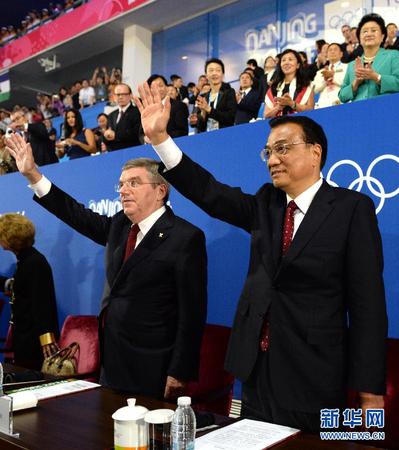 8月28日，中共中央政治局常委、國務(wù)院總理李克強(qiáng)在南京出席第二屆夏季青年奧林匹克運(yùn)動(dòng)會(huì)閉幕式。 新華社記者馬占成攝