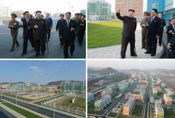 報道說，金正恩詳細聽取了住宅區(qū)建設情況，環(huán)繞公寓樓、學校、醫(yī)院等建筑視察并表示滿意。他說，這些建筑引人注目，景致極佳。（來源：朝鮮勞動新聞）