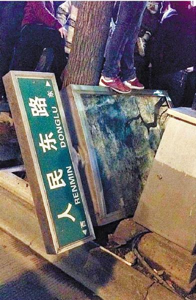 路牌都踩翻，還有人上了樹，城管不出手，也確實(shí)不大合適。