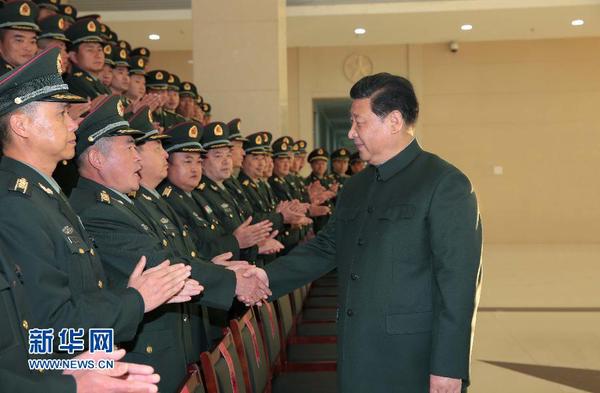 1月21日，中共中央總書記、國家主席、中央軍委主席習近平視察駐昆明部隊。這是習近平接見第14集團軍機關及所屬駐昆部隊團以上領導干部。新華社記者 李剛 攝