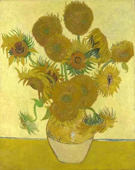 《花瓶與15朵向日葵》(Vasewith Fifteen Sunflowers，1888)