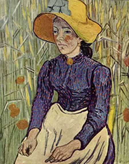　　《麥前的農(nóng)婦》(Peasant Woman Against a Background of Wheat，1890)