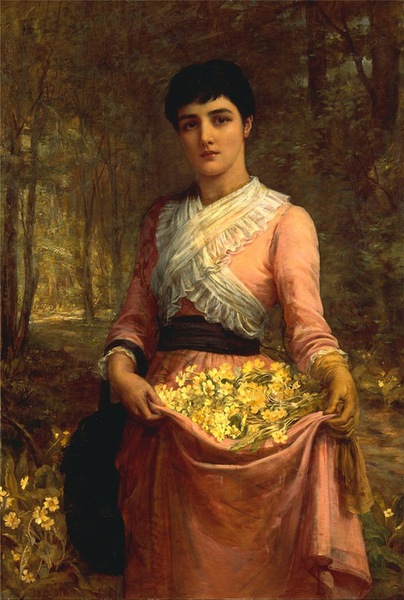 埃德溫·朗，《我們英格蘭帝國的女兒：櫻草花》（1887），布面油畫。（來自英國藝術(shù)中心）