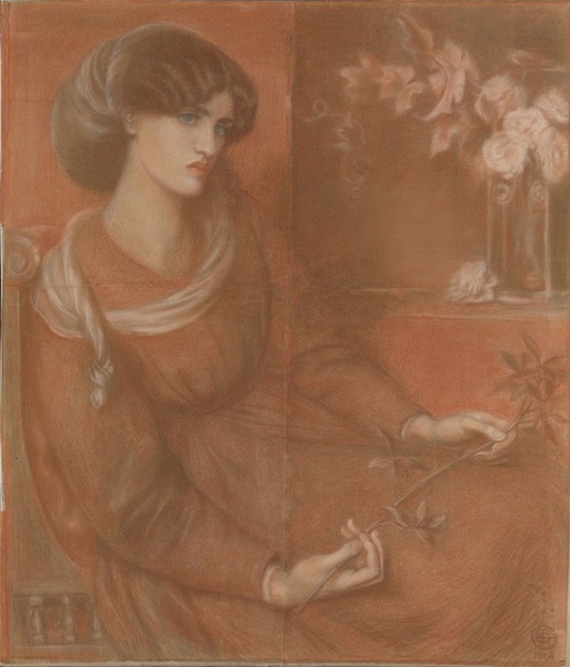 但丁·加百列·羅塞蒂，《簡·莫里斯—為了瑪麗安娜》（1868），紅粉筆，35 3/4 x 30 3/4英寸。（鳴謝大都會藝術(shù)博物館，杰西·萊蒙特·特拉斯捐贈基金會。1947）