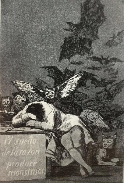 《理性沉睡，心魔生焉》，選自《狂想曲》，1797-1797年 , 凹版蝕刻畫，21.6cm*15.2cm