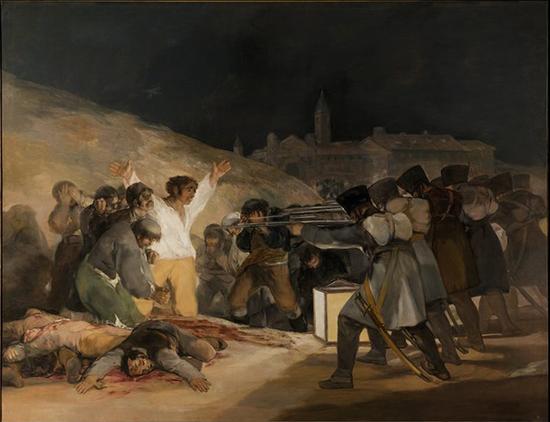 《5月3日的槍殺》，1814年，布面油畫，266cm*345cm，馬德里，普拉多博物館