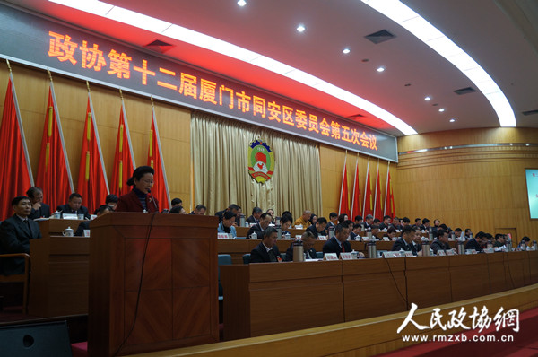 廈門市同安區(qū)政協(xié)黨組副書記朱藝芬作提案工作報(bào)告。