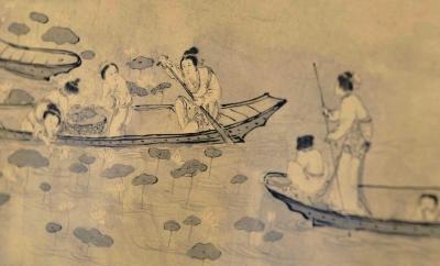 朱邦、陳淳《采蓮圖》局部。