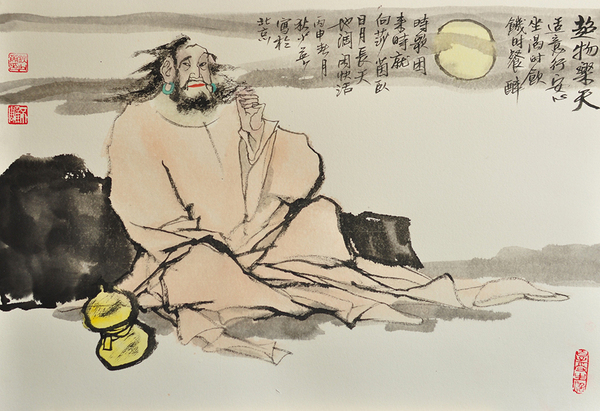 3、《超物樂天》，狄少英，45x65cm，紙本設色，2016