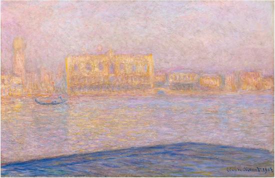 克勞德·莫奈（Claude Monet），《從圣喬治·馬焦雷島觀總統(tǒng)府》(Le Palais Ducal vu de Saint-Georges Majeur)，1908 圖片：Courtesy Sotheby's