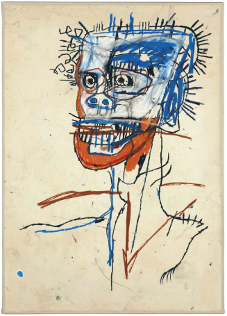 讓-米歇爾·巴斯奎特（Jean-Michel Basquiat），《無(wú)題，狂人頭像》（Untitled，Head of Madman），1982 圖片：Courtesy Sotheby`s