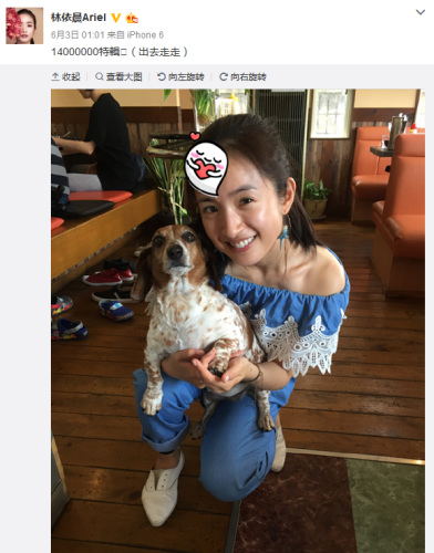 林依晨微博截圖。