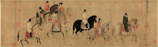 張萱《虢國夫人游春圖》（木版水?。? longdesc=