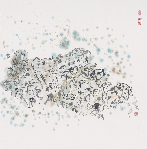 19.邵大箴《山水》水墨2016年初春，69cmx69cm