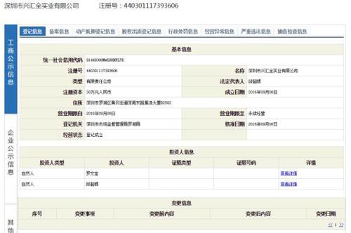 工商資料顯示，深圳市興匯全實(shí)業(yè)有限公司的經(jīng)營范圍包括，投資興辦實(shí)業(yè)（具體項(xiàng)目另行申報(bào)）；建筑材料、建筑設(shè)備、五金制品、機(jī)電制品、配電箱、電子產(chǎn)品、服裝、鞋帽的購銷；建筑設(shè)備、腳手架的租賃；信息咨詢（不含限制項(xiàng)目）；國內(nèi)貿(mào)易，從事貨物及技術(shù)的進(jìn)出口業(yè)務(wù)等。