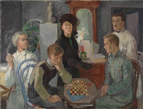 　　Tove Jansson， Family， 1942， Oil， 89 x 116 cm， Private Collection。 Photo： Finnish National Gallery / Hannu Aaltonen