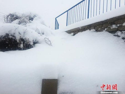 11月21日，河北承德持續(xù)降雪，過程雪量達到中到大雪，甚至暴雪。承德發(fā)布暴雪黃色預警。圖為厚厚的積雪。孫超 攝