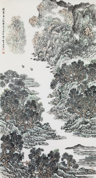 吳雍  櫓聲春水綠 180cm×97cm