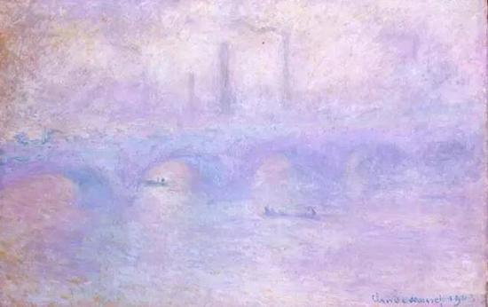 莫奈，《云霧中的滑鐵盧橋》，1903，冬宮博物館