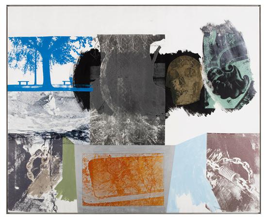 《搶救系列：樹(shù)蔭（Shade-Salvage）》，布面丙烯，1984年。圖片來(lái)源于網(wǎng)絡(luò)；圖片致謝：羅伯特·勞森伯格基金會(huì)和巴黎達(dá)泰斯·洛巴克畫(huà)廊