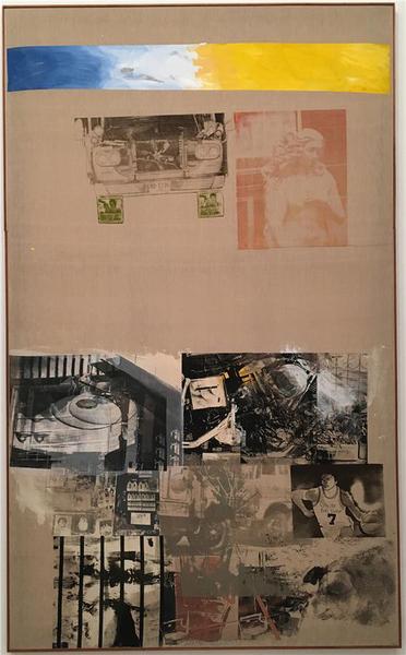《搶救系列：護(hù)城河（Moat-Salvage）》，布面丙烯，拼貼和墨，1984年。圖片來(lái)源：馬麗亞；圖片致謝：巴黎達(dá)泰斯·洛巴克畫(huà)廊