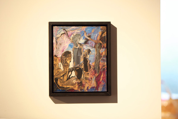 于向溟，影之一，木板油畫加木刻，22×27cm，1996