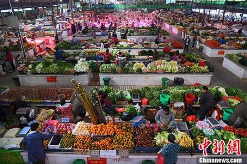 資料圖：市民購(gòu)新鮮蔬菜。 <a target='_blank' href='http://www.chinanews.com/'>中新社</a>記者 胡雁 攝