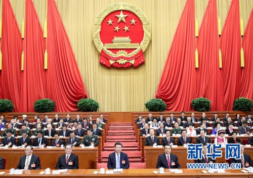 3月5日，第十二屆全國人民代表大會(huì)第五次會(huì)議在北京人民大會(huì)堂開幕。黨和國家領(lǐng)導(dǎo)人習(xí)近平、李克強(qiáng)、俞正聲、劉云山、王岐山、張高麗等出席會(huì)議。新華社記者 蘭紅光 攝