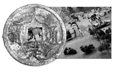 　　展現(xiàn)金人生活場景的雕塑和金代貨幣。