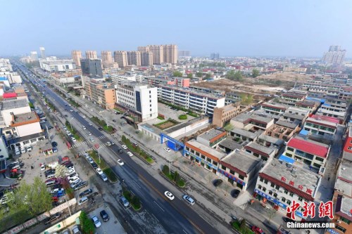4月5日，從高空俯瞰河北容城。<a target='_blank' href='http://www.chinanews.com/'>中新社</a>記者 翟羽佳 攝
