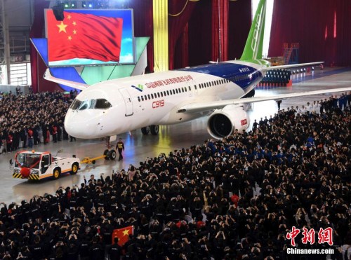 資料圖：中國自主研制的C919大型客機。<a target='_blank' href='http://www.chinanews.com/'>中新社</a>記者 孫自法 攝