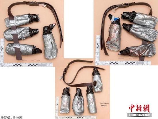 各角度拍攝的假爆炸裝置。