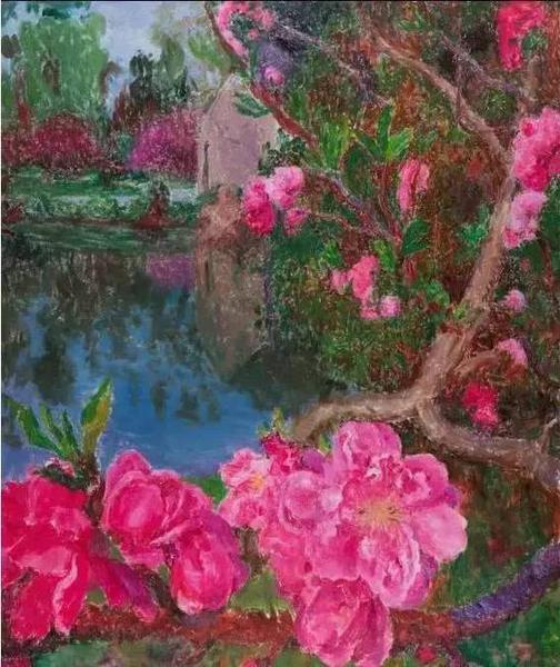 周春芽，《湖邊》，布面油畫，250 × 200cm， 2015年