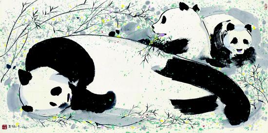 吳冠中1992年作《熊貓》，香港蘇富比拍品，成交價(jià)971.2萬(wàn)元