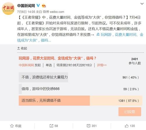 <a target='_blank' href='http://www.chinanews.com/' >中新網(wǎng)</a>在微博上發(fā)起關(guān)于網(wǎng)絡(luò)游戲的問(wèn)題調(diào)查。