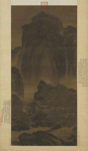 （傳）宋 范寬 行旅圖 軸 155.3x74.4cm，疑為清代王翚仿本