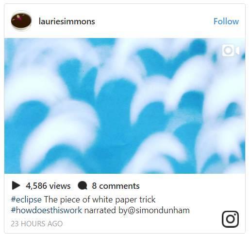 “@simondunham 的白皮書小把戲”。圖片：Laurie Simmons的Instagram