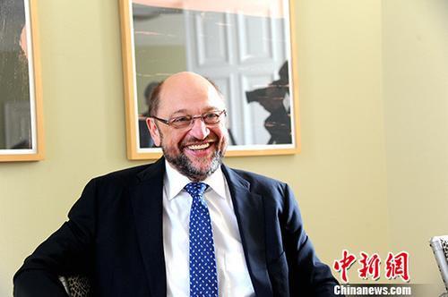 德國社民黨候選人舒爾茨。<a target='_blank' href='http://www.chinanews.com/'>中新社</a>記者 彭大偉 攝