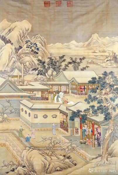 丁觀鵬、郎世寧《弘歷歲朝行樂圖》軸