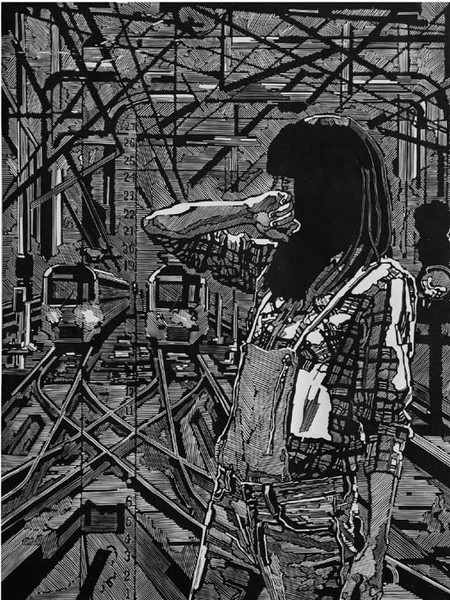 李仲 一號(hào)線·都市現(xiàn)在時(shí) 60×45cm 木版 2016年