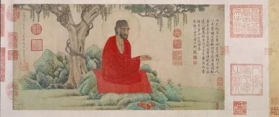 元，趙孟頫，紅衣羅漢圖卷，遼寧省博物館藏