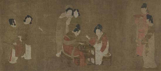 佛利爾美術(shù)館藏《內(nèi)人雙陸圖》，仿周昉風(fēng)格