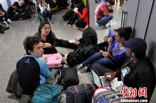 圖為等待值機的旅客。　楊珺 攝