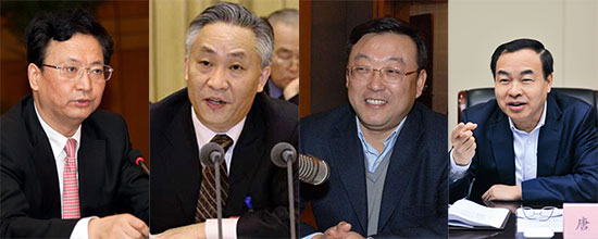 從左往右：景俊海、張國清、唐登杰、唐良智
