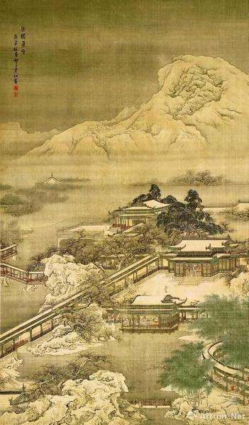 清袁江《梁園飛雪圖》