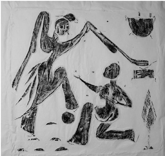 河南南陽漢畫館，七盤舞呈現(xiàn)一組年輕男女仙人歡快優(yōu)美的舞蹈