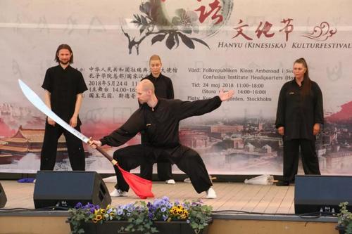 中國僑網活動現(xiàn)場武術表演。