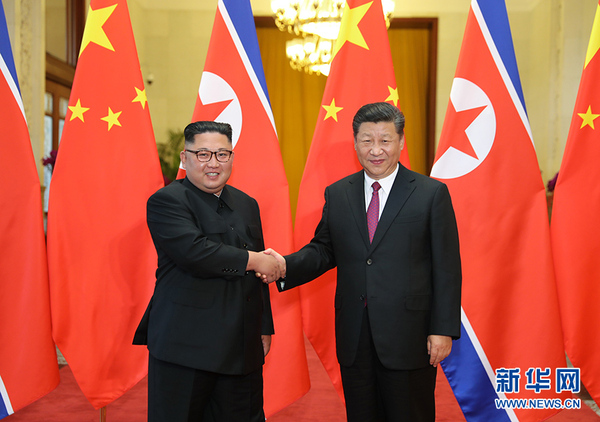6月19日，中共中央總書記、國家主席習近平同當日抵京對中國進行訪問的朝鮮勞動黨委員長、國務委員會委員長金正恩舉行會談。