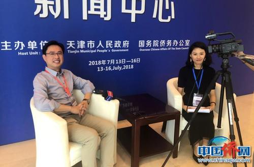 中國僑網(wǎng)中手游移動科技有限公司聯(lián)合創(chuàng)始人冼漢迪建言游戲產(chǎn)業(yè)發(fā)展。 圖為受訪者提供